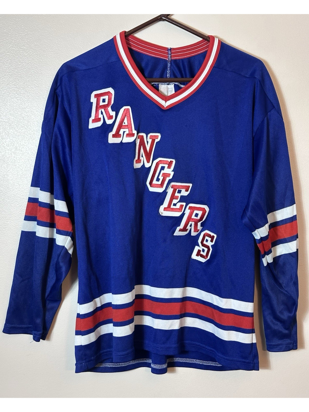 Vintage 90s New York Rangers CCM NHL Hockey Jersey Large Blue Red Sports Logo